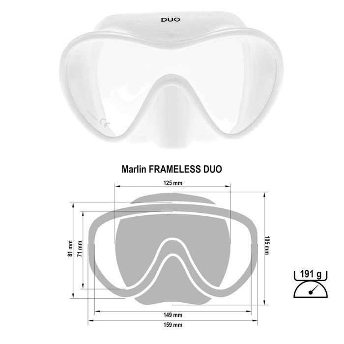 Tauchmaske Frameless Duo Weiß Marlin 117428