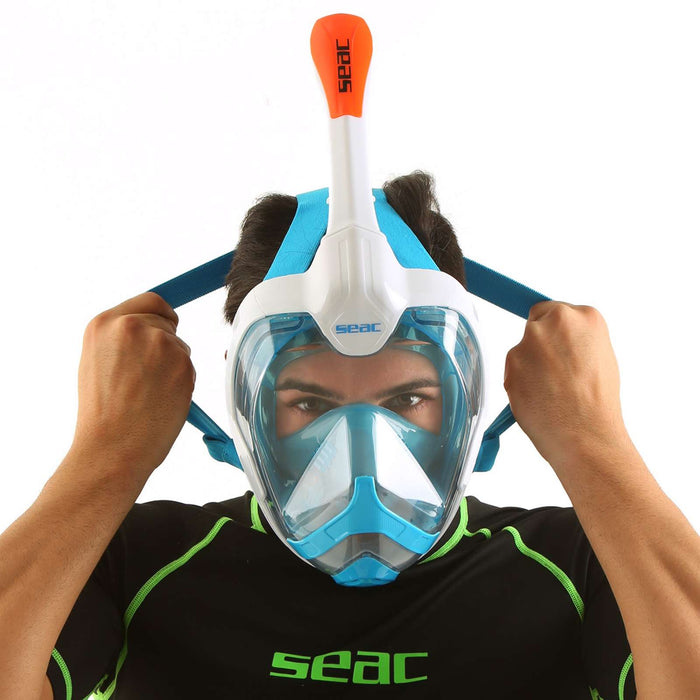 Schnorchel Vollgesichtsmaske Magica Weiß-Blau-Orange S-M Seac 170-10WO-SLT