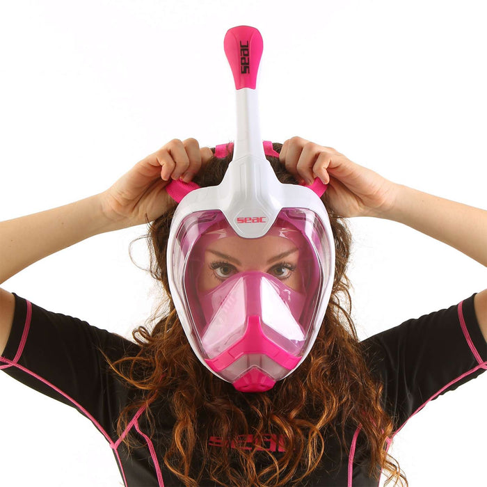 Schnorchel Vollgesichtsmaske Magica Weiß-Rosa S-M Seac 170-10WP-SLT