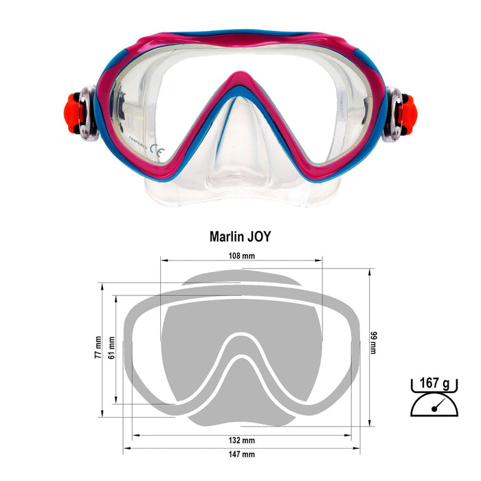 Schnorchelmaske Joy Kinder Pink-Aqua-Klar Marlin 214175