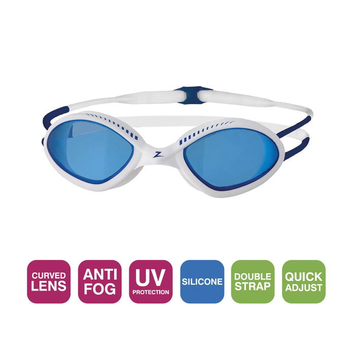 Schwimmbrille Tiger Weiß-Blau Tönung-Blau Linsen Regular Zoggs 461095WHBLTBLR