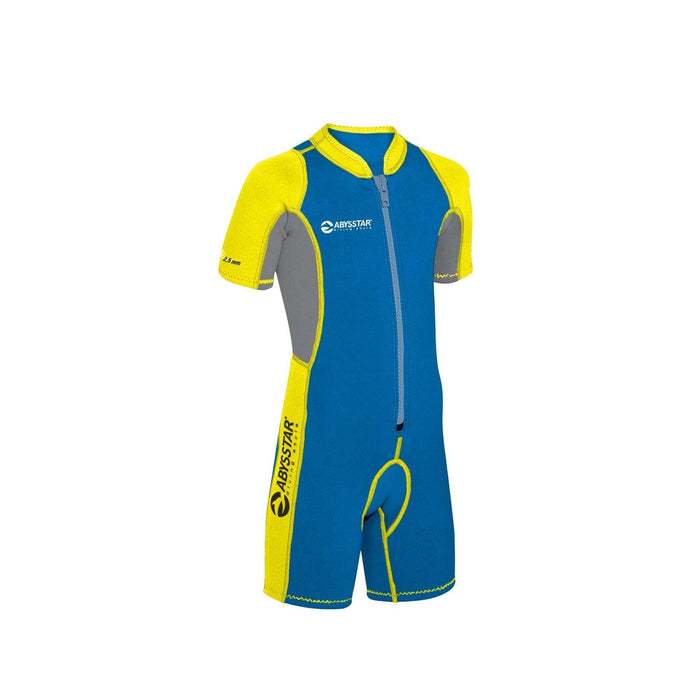 Schnorchelkurzanzug Meer Frühjahr Kinder 2,5mm Blau-Gelb 10 Jahre Abysstar 60217