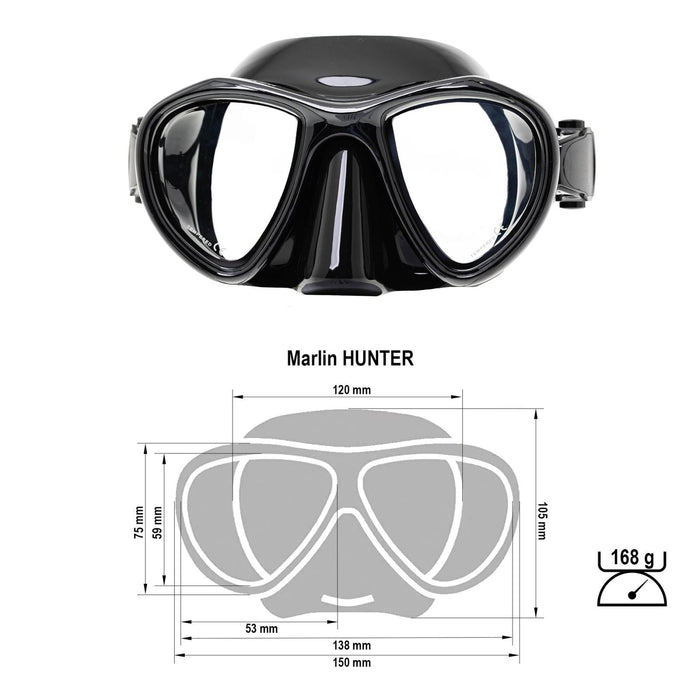 Spearfishing Maske Hunter Schwarz Marlin 9901