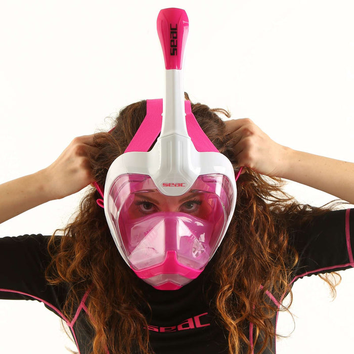 Schnorchel Vollgesichtsmaske Magica Weiß-Rosa S-M Seac 170-10WP-SLT