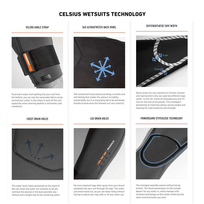 Full Wetsuit Celsius Man Chest Zip 5-3 Black Size XL RRD 27CSCZ53_XL