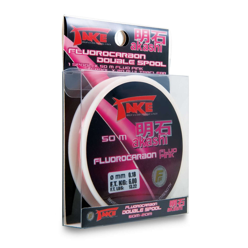 Fil de pêche Take Akashi Fluorocarbon Double Bobine Rose 50m+20m 0,14 Pêche Ferrari 3042414