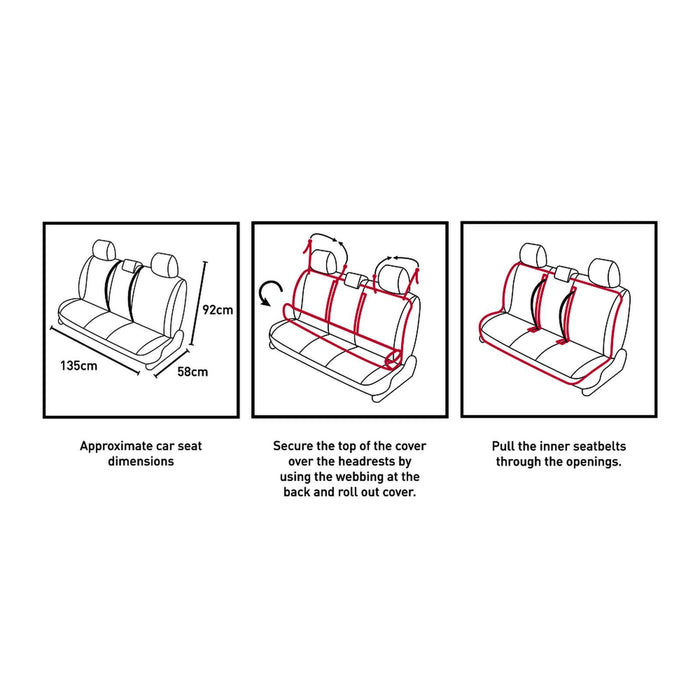 Autositz Rollbezug Dreifach Schwarz Einheitsgröße Mystic 35009_240336_900_OS
