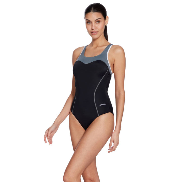 Einteiliger Badeanzug Tokyo Iceback Schwarz-Grau Größe 38-L Zoggs 462580BKGY38