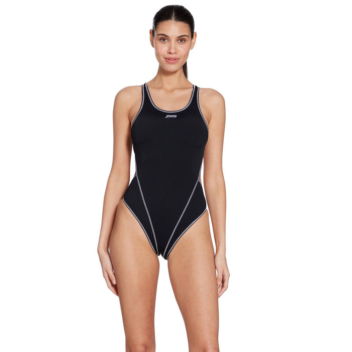 Einteiliger Badeanzug Melbourne Haxback Schwarz-Weiß Größe 34-S Zoggs 462585BKWH34