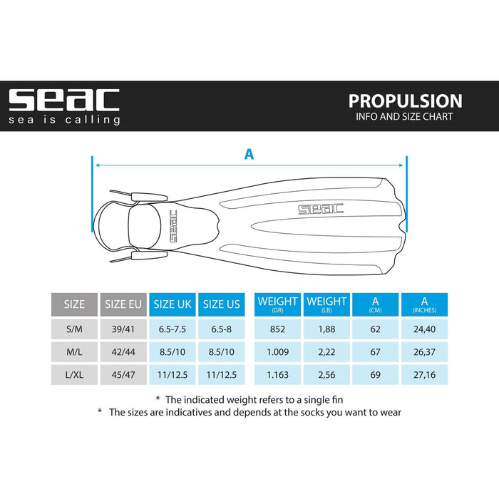 Tauchflossen Propulsion Gelb L-XL ~ 43-45 Seac 71-12Y-L-XL