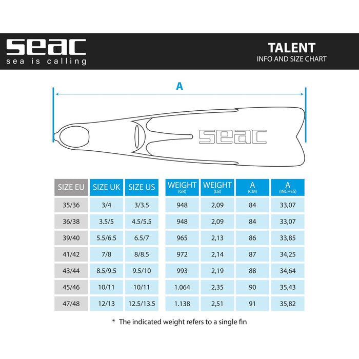 Freitauchen und Spearfishing Flossen Talent Camo-Grau Größe 47-48 Seac 71-24CG-47-48