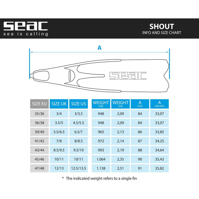 Freitauch- und Speerfischen Flossen Shout S700 Schwarz 43-44 Seac 71-44N-43-44