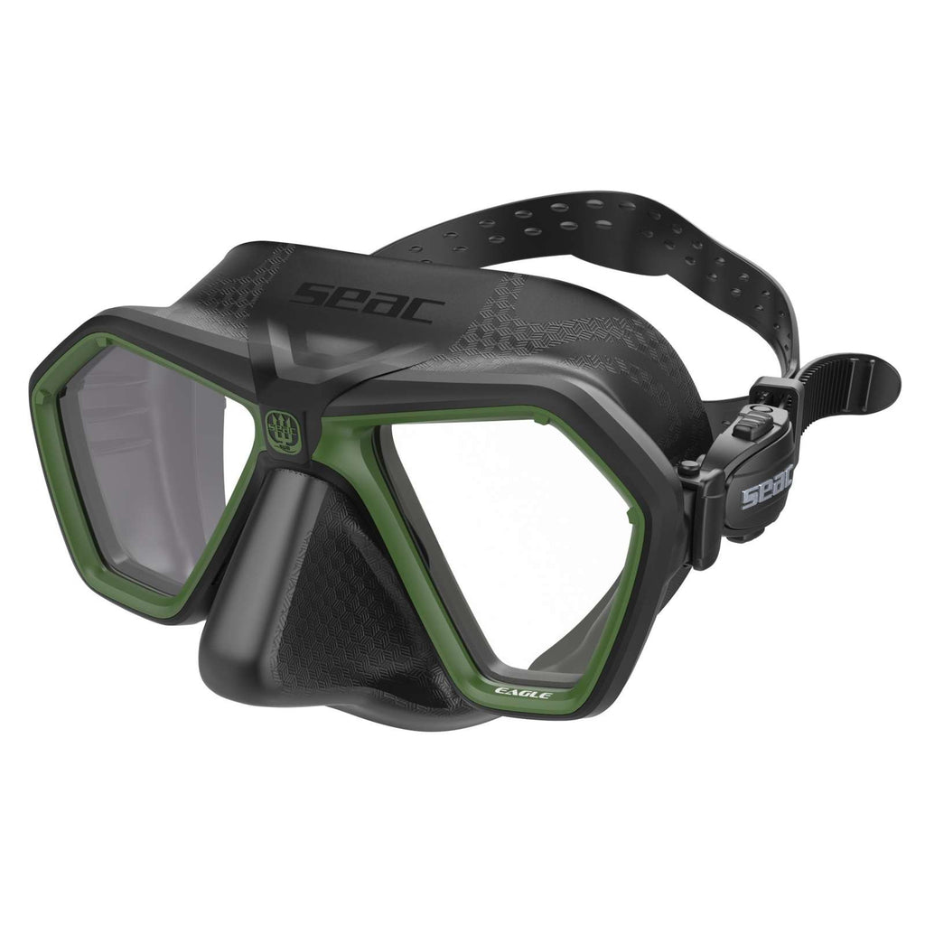 Freitauch- und Spearfishing-Maske Eagle Schwarz-Grün Seac 75-66V-SBL