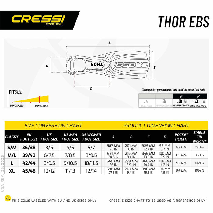 Duikvinnen Thor Ebs Zwart XS-S-EU 36-38-UK 3-5 Cressi BE155036