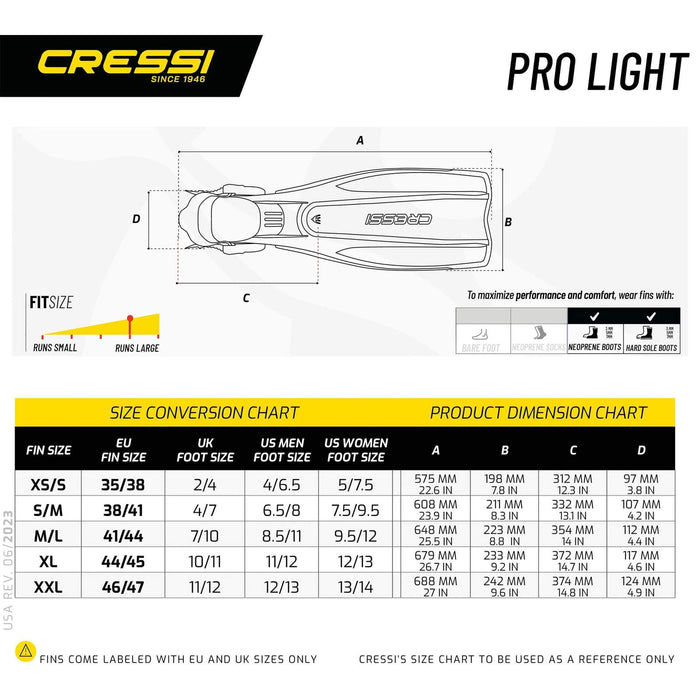 Duikvinnen Prolight Zwart S-M-EU 38-41-UK 4-7 Cressi BG175040