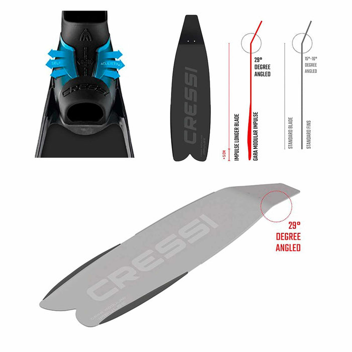 Freediving Fins Gara Modular Impulse Blue EU 36-37-UK 3-4 Cressi BH092036